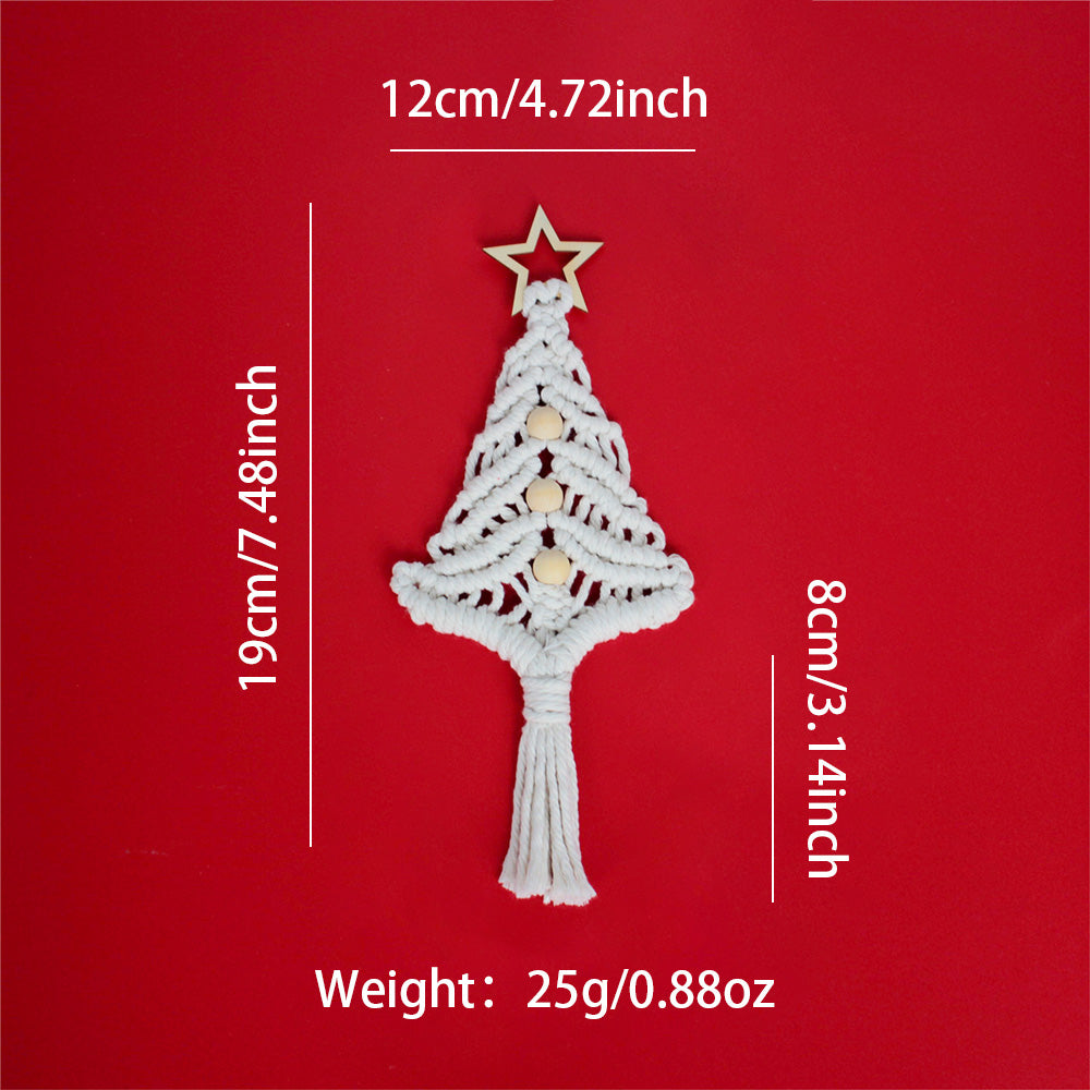 Beginner-Friendly DIY Wooden Bead Christmas Tree Macrame Kit - Holiday Decoration Pendant, Home & Car Christmas Ornament