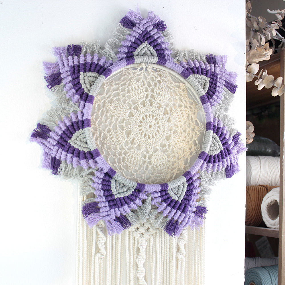 Macrame Kit Mandala Ring Macrame Kit | 3-Color Combination | Bedroom/Living Room Decor | Beginner-Friendly | DIY Gift