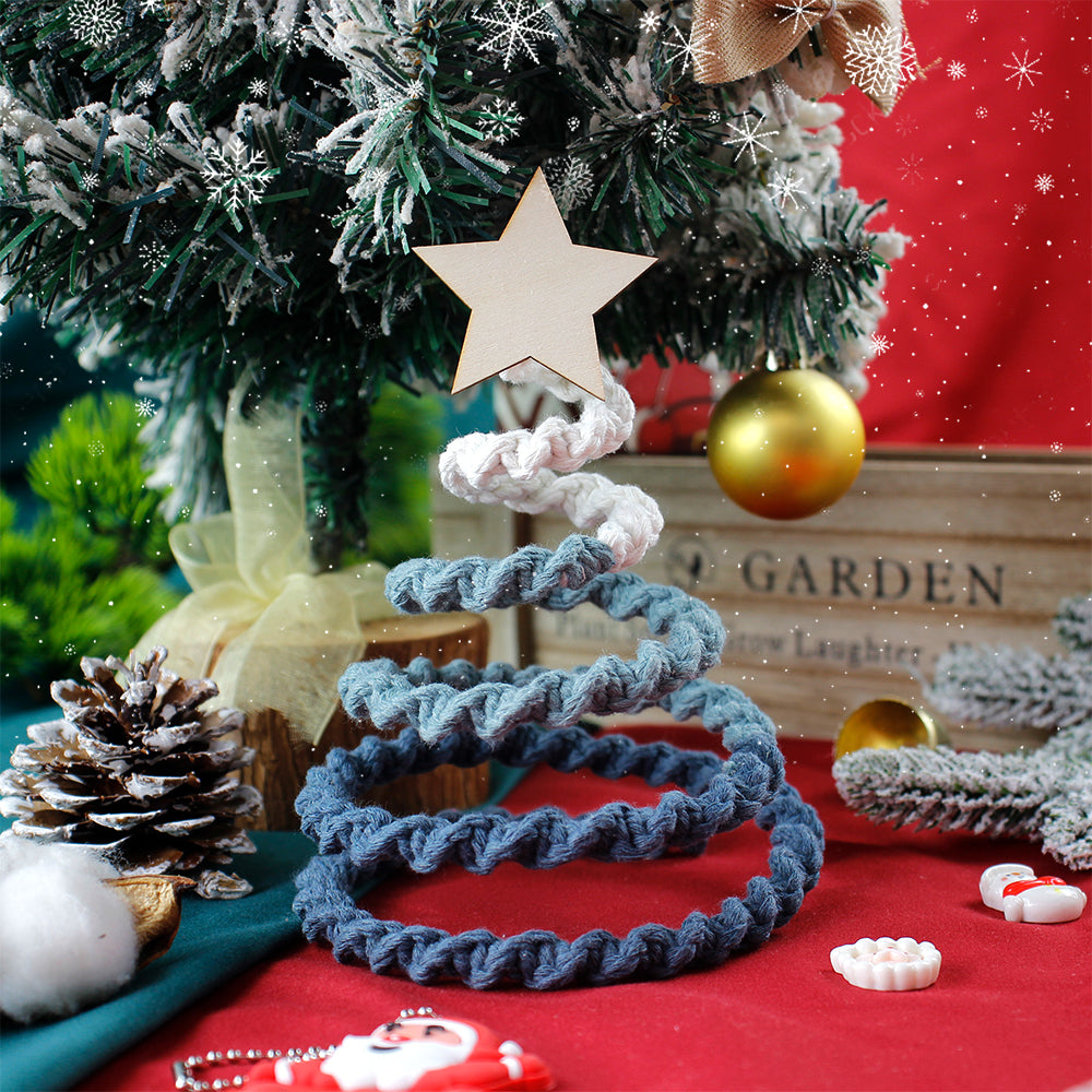 Gradient Half-Knot Christmas Tree Weaving Kit Macrame Kit | Polyester Rope | Holiday DIY Gift | Home Decor | Beginner-Suitable | Tabletop Decor