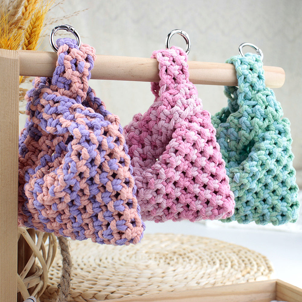 Macrame Kit Mini Tote Weaving Kit | Contrast/Gradient/Adjacent Colors | Hangable on Big Bags | Beginner-Friendly | DIY Gift