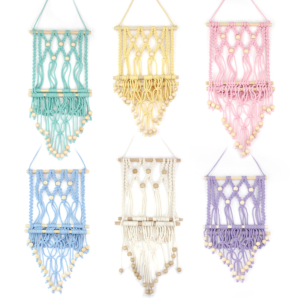 Wooden Bead Wall-Mounted Bookshelf Weaving Kit Macrame Kit | Wall Decor | Home Decor | Wall Bookshelf | Beginner-Friendly| Bohemian Style