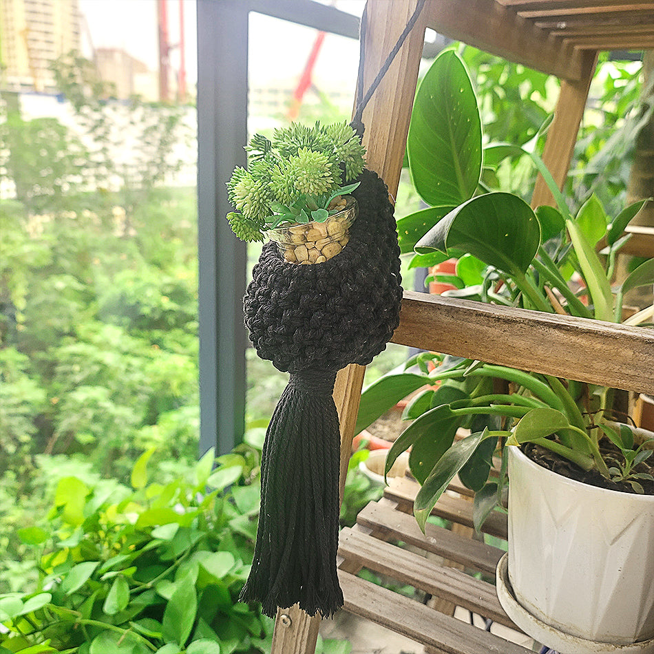 Mini Eggshell-Shaped Macrame Kit for Beginners - DIY Woven Hanging Basket, Home Decor Plant Hammock, Storage Basket,Mini Hanging Storage Basket, Home Plant Corner Decor