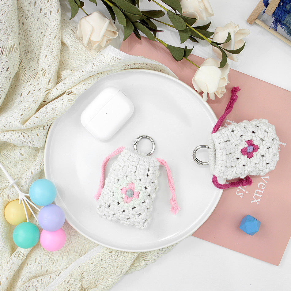 Daisy Earphone Bag Weaving Kit Macrame Kit | Drawstring Design | Adjustable Size | DIY Gift