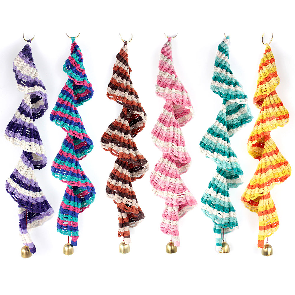 Macrame Kit Spiral Wind Chime Weaving Kit | Gradient Color | Wave Shape | Gold Bell | Beginner Weaving