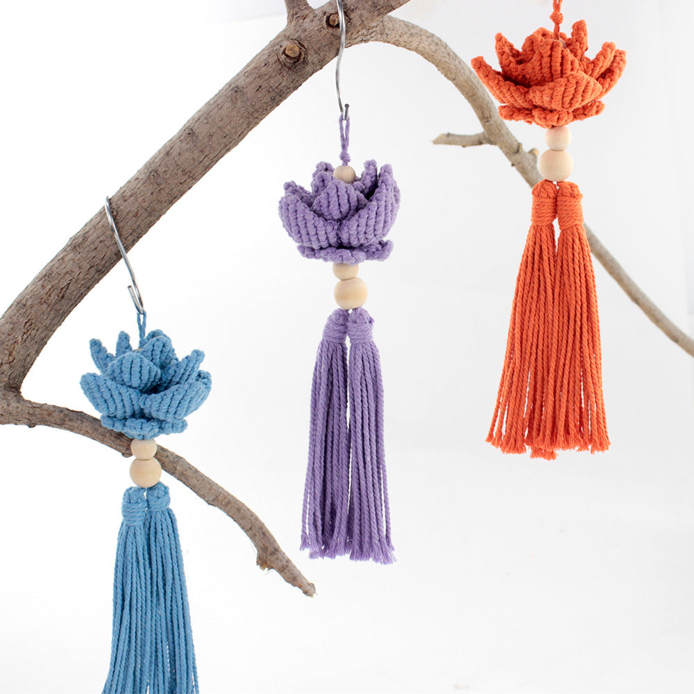 Macrame Kit Lotus Pendant Weaving Kit | 3D Petals | Car Ornament/Home Decor | Beginner Weaving| Handmade Gift