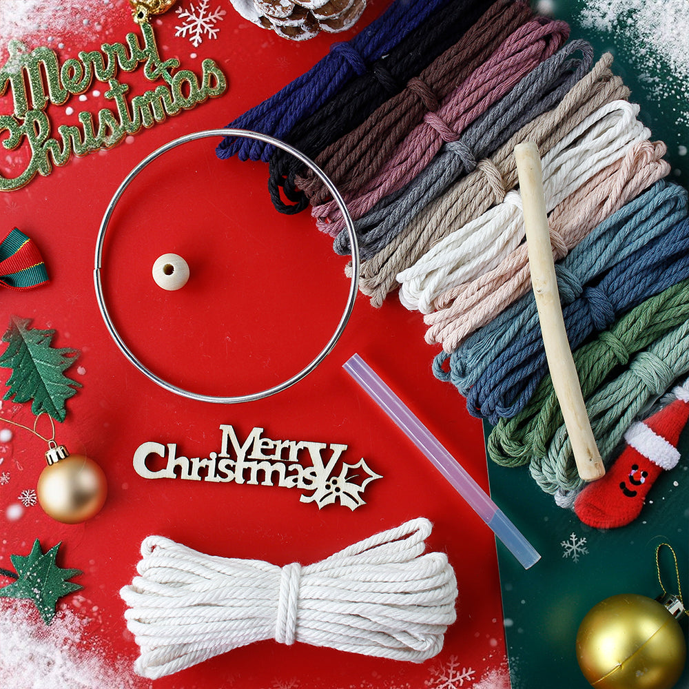 Gradient Christmas tree wreath weaving pendant material kit, macrame kit, Christmas decoration for cars, DIY accessories for bags, home holiday decorations for beginners