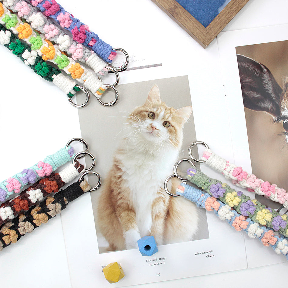 Macrame Kit Cute Cat Paw Wristband Keychain Weaving Kit | Multi-Colors | 2-Tone Pattern | Anti-Lost Strap/Bag Charm | Beginner-Friendly