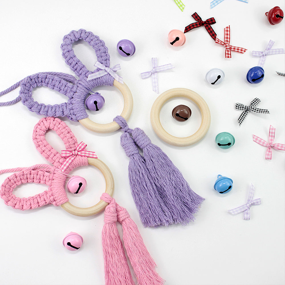 Macrame Kit Rabbit Ear Car Ornament Weaving Kit | Cute Rabbit | Animal Pendant | Beginner Weaving | Car Decoration | Handmade Gift