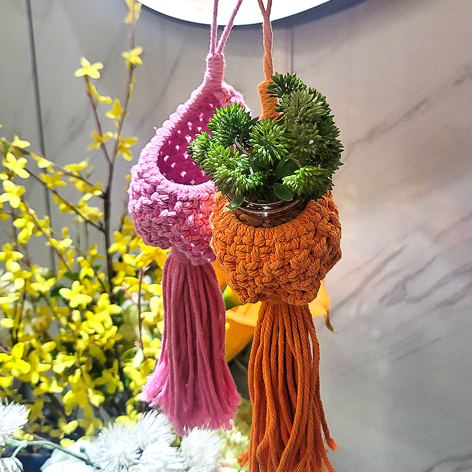 Mini Eggshell-Shaped Macrame Kit for Beginners - DIY Woven Hanging Basket, Home Decor Plant Hammock, Storage Basket,Mini Hanging Storage Basket, Home Plant Corner Decor
