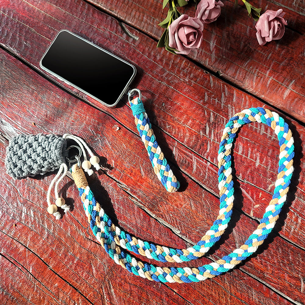 Macrame Kit 4-Strand Braid Keychain Combo Kit | Anti-Lost String/Bag Strap | English Tutorial | Beginner-Friendly | Handmade Gift