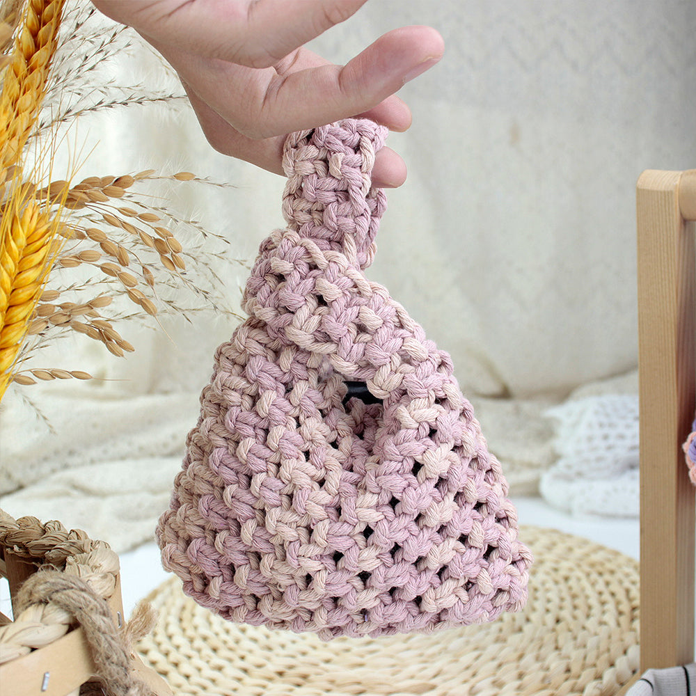 Macrame Kit Mini Tote Weaving Kit | Contrast/Gradient/Adjacent Colors | Hangable on Big Bags | Beginner-Friendly | DIY Gift