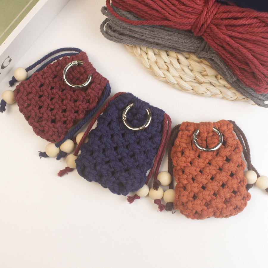 Macrame Kit Drawstring Earphone Bag Weaving Kit | Bohemian Style | Hangable on Big Bags | Beginner-Friendly