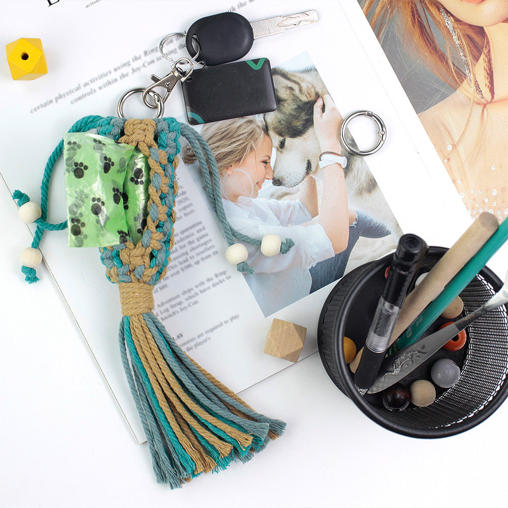 Pet Storage Bag Weaving Kit Macrame Kit | Poop Bag Holder | Compact & Convenient | Handmade Gift | Beginner-Suitable