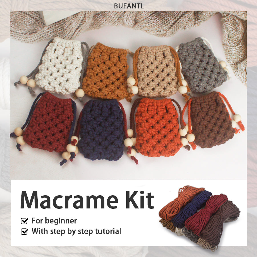 Macrame Kit Drawstring Earphone Bag Weaving Kit | Bohemian Style | Hangable on Big Bags | Beginner-Friendly