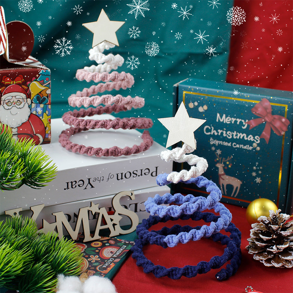 Gradient Half-Knot Christmas Tree Weaving Kit Macrame Kit | Polyester Rope | Holiday DIY Gift | Home Decor | Beginner-Suitable | Tabletop Decor