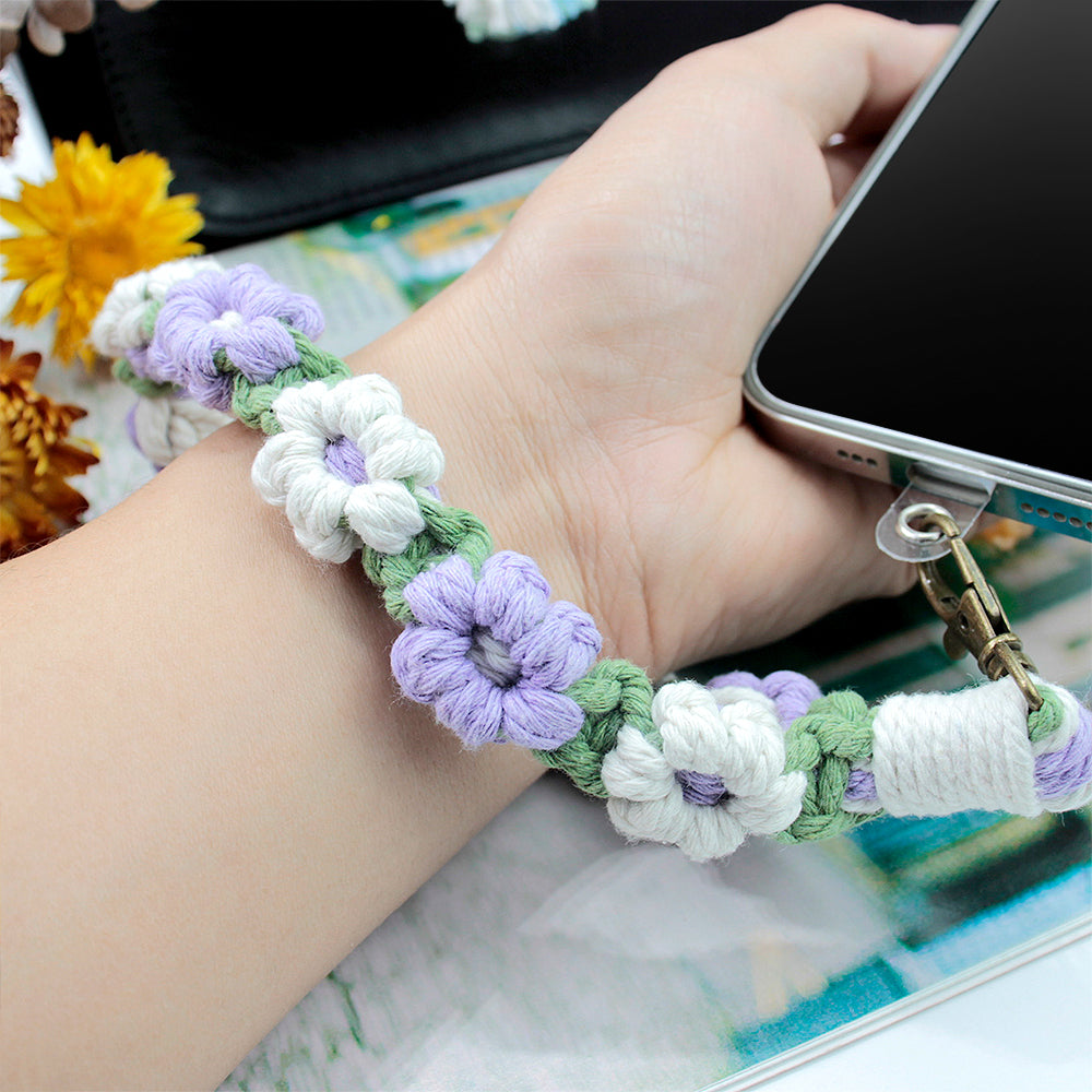 Macrame Kit Daisy Keychain Wristband Lanyard Combo Kit | Contrast/Fresh Colors | Anti-Lost String | Beginner Weavinggift wrapping