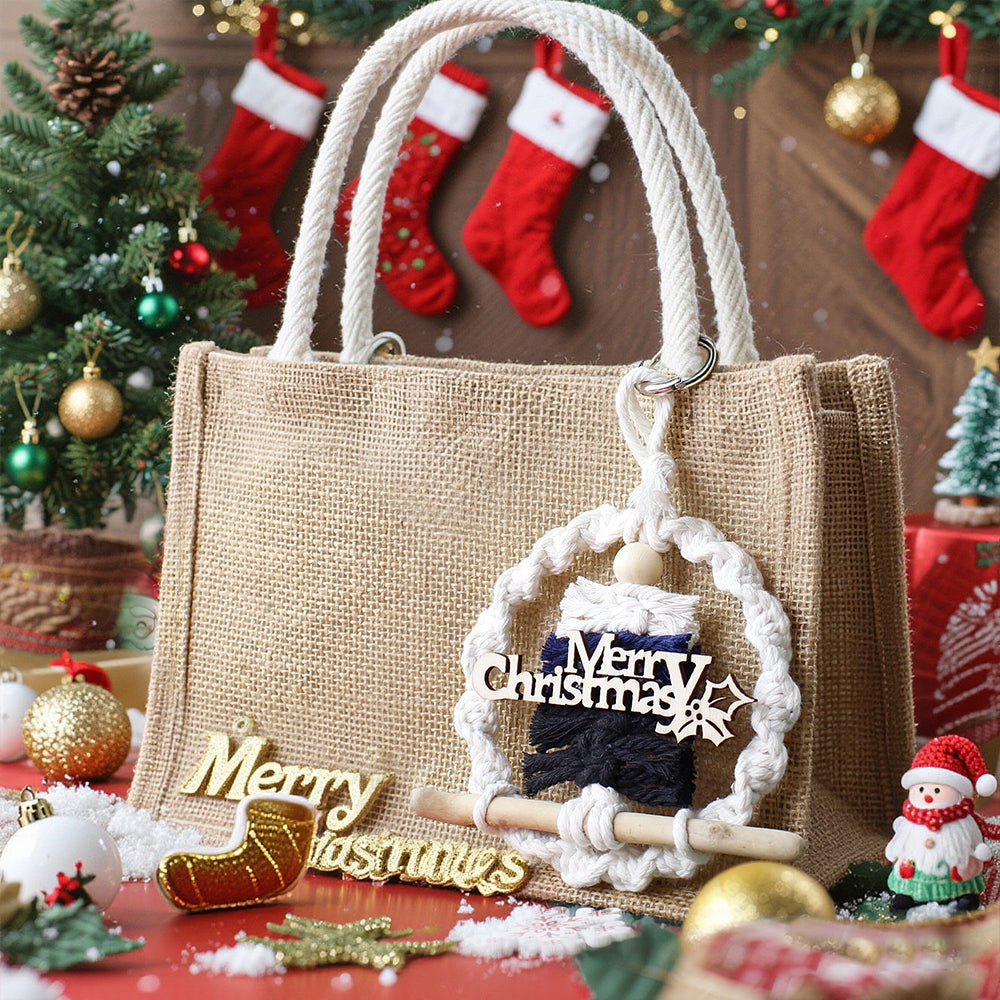Gradient Christmas tree wreath weaving pendant material kit, macrame kit, Christmas decoration for cars, DIY accessories for bags, home holiday decorations for beginners