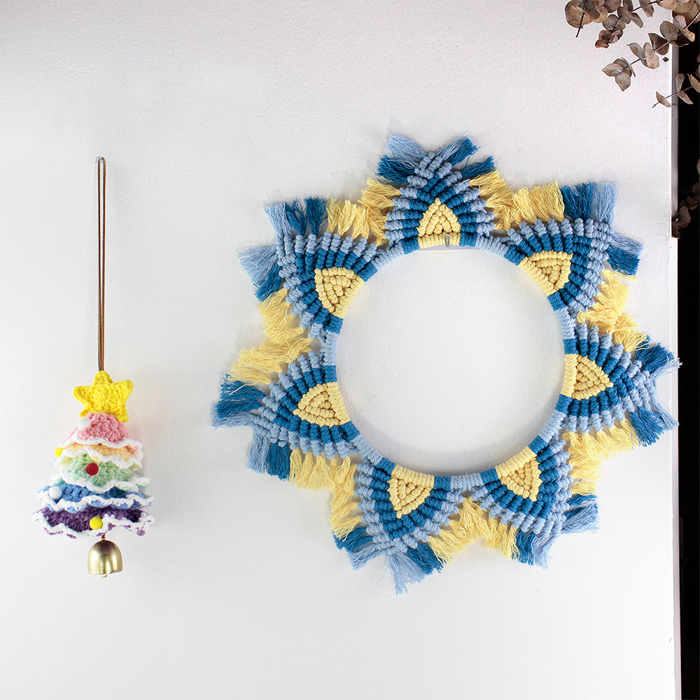 Macrame Kit Mandala Ring Macrame Kit | 3-Color Combination | Bedroom/Living Room Decor | Beginner-Friendly | DIY Gift