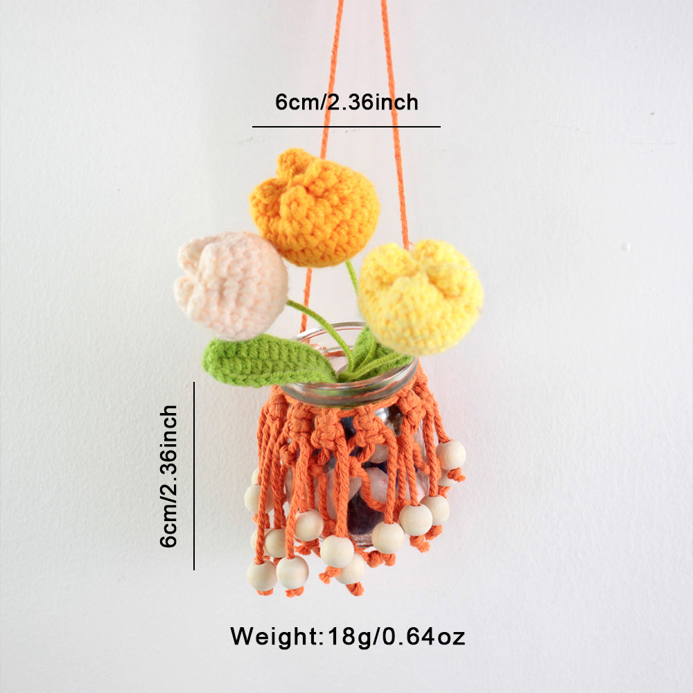 DIY Enthusiasts Mini Storage Hanger Macrame Kit | Cute Wooden Bead Plant Net Bag Weaving Kit | Home Decoration Hanging Basket