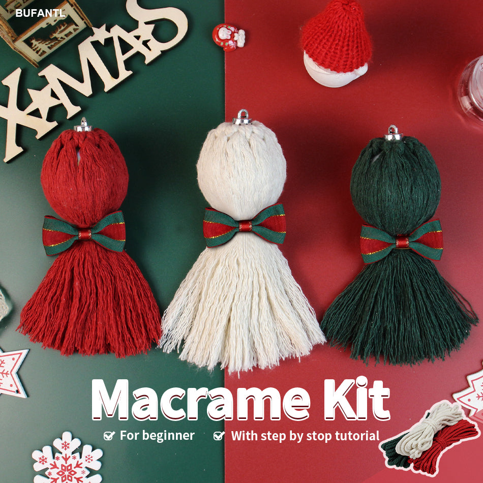Christmas Tassel Decor Ball Weaving Kit Macrame Kit | Car/Home Use | Holiday DIY Gift | Beginner-Suitable| Multi-Scene Decor