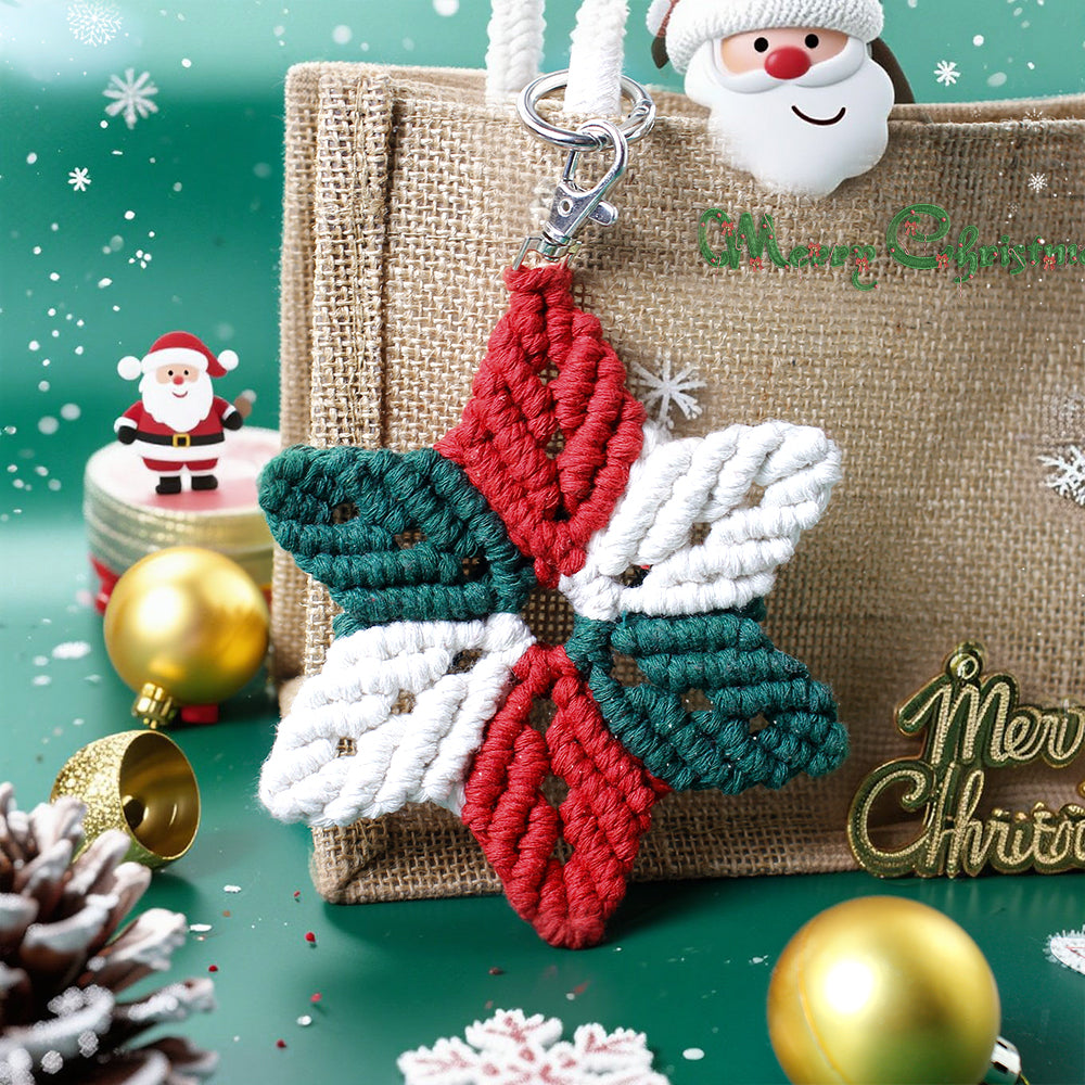 Macrame Kit Christmas Series 8-Piece Weaving Kit | Christmas Ornament/Star Pendant | Phone Wristband/Mini Pouch | Beginner Weaving | Handmade Gift