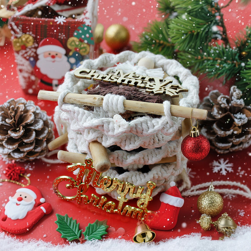 Gradient Christmas tree wreath weaving pendant material kit, macrame kit, Christmas decoration for cars, DIY accessories for bags, home holiday decorations for beginners