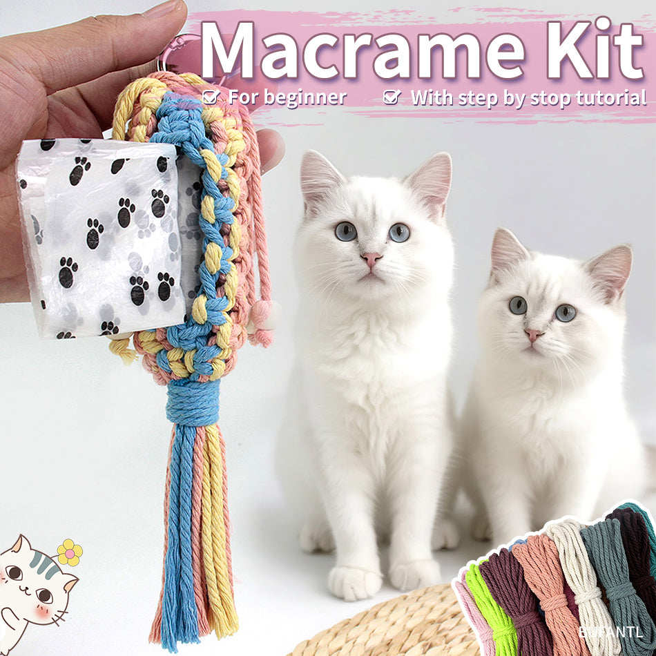 Pet Storage Bag Weaving Kit Macrame Kit | Poop Bag Holder | Compact & Convenient | Handmade Gift | Beginner-Suitable