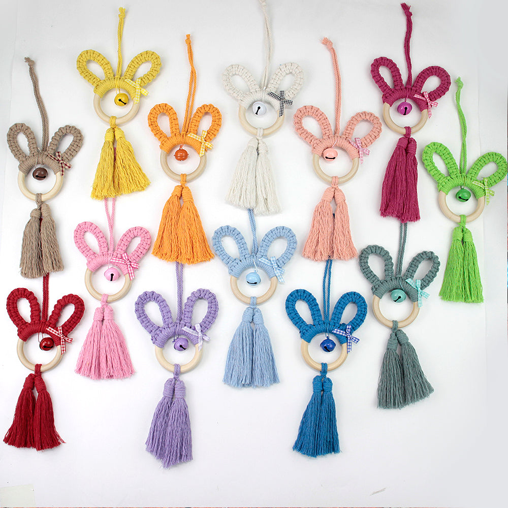 Macrame Kit Rabbit Ear Car Ornament Weaving Kit | Cute Rabbit | Animal Pendant | Beginner Weaving | Car Decoration | Handmade Gift