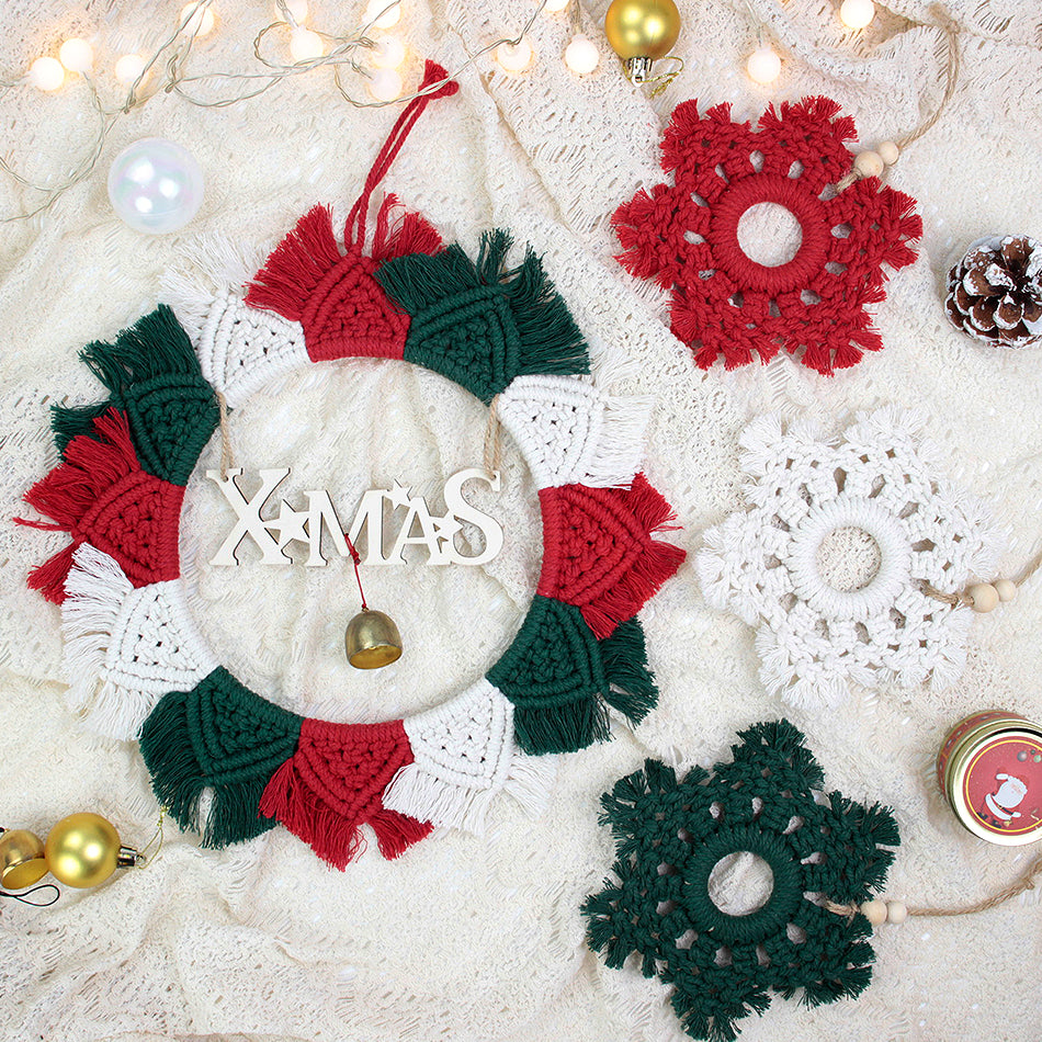 Macrame Kit Christmas Series Weaving Kit | 10 Tutorials | Keychain/Wristband/Christmas Ring | Beginner Weaving