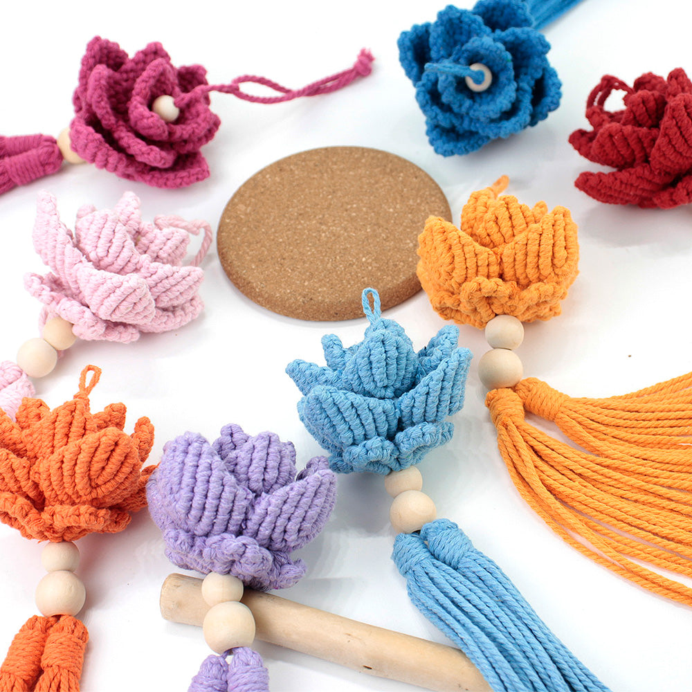 Macrame Kit Lotus Pendant Weaving Kit | 3D Petals | Car Ornament/Home Decor | Beginner Weaving| Handmade Gift