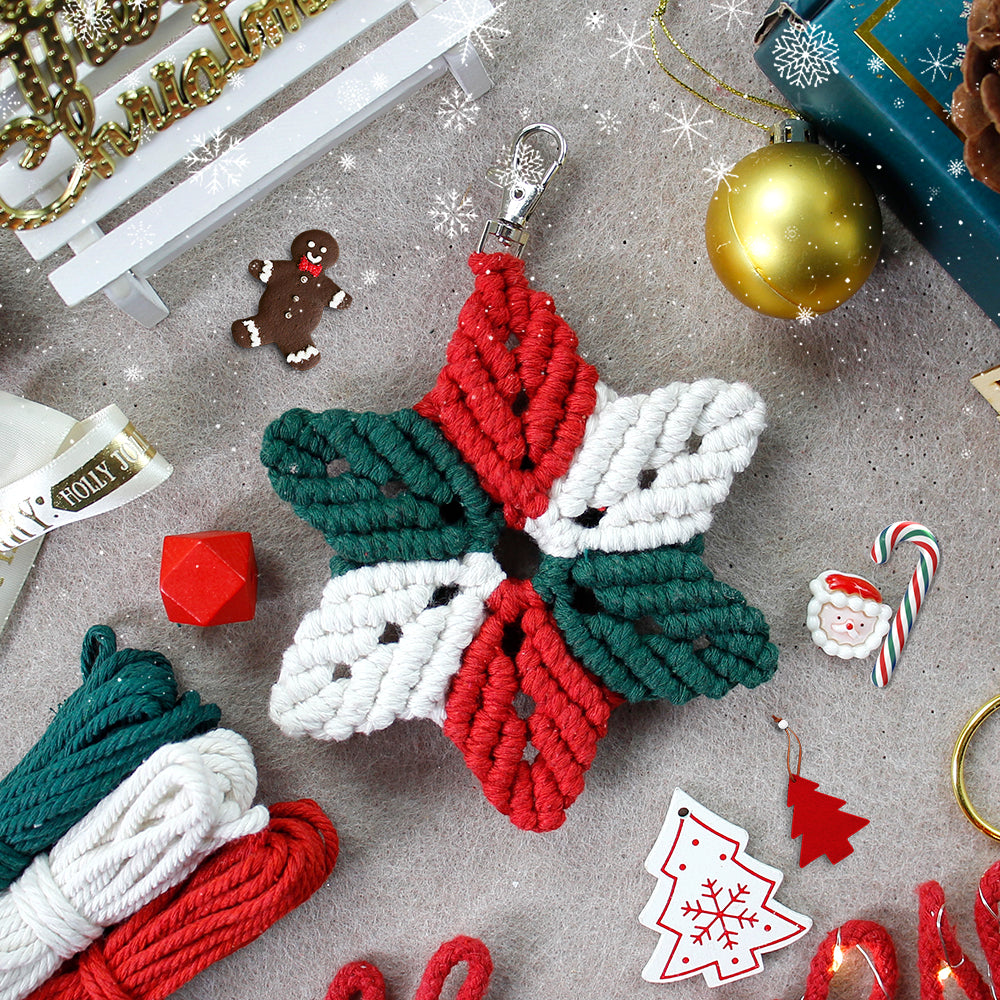 Christmas 4-Strand Braid Keychain Kit Macrame Kit | Phone Charm/Wristband | English Tutorial | Beginner-Friendly | Handmade Gift