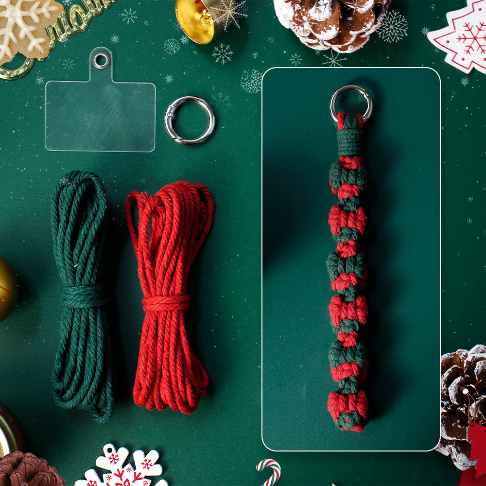 Macrame Kit Christmas Bow Wristband Weaving Kit | Phone Charm/Anti-Lost String | Christmas Pendant | Beginner Weaving