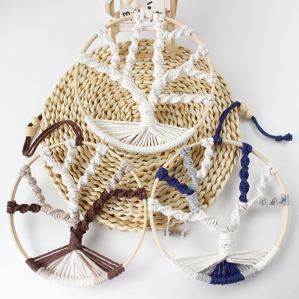 Macrame Kit Tree of Life Ring Weaving Kit | Bohemian Hanging Ring | Solid/Multi-Color | Wall Decor | Beginner Weaving | Handmade Gift