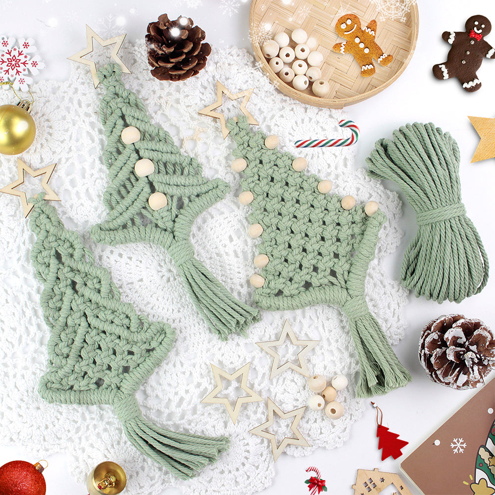 Macrame Kit Christmas Tree Combo Weaving Kit | 3 Tutorials | Xmas Ornament/Car Charm | Beginner Weaving | Handmade Gift