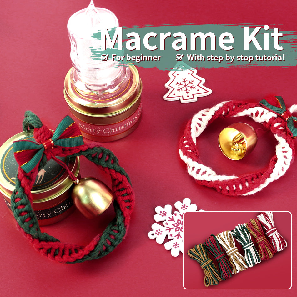 Mini Christmas Wreath Weaving Kit Macrame Kit | Car/Home Use | Holiday DIY Gift | Beginner-Suitable | Multi-Scene Decor