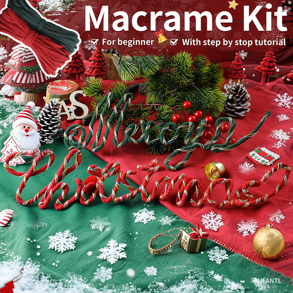 Wire "Christmas" Word Weaving Kit Macrame Kit | Gold/Silver Wire Accent | Holiday DIY Gift | Home Decor | Beginner-Friendly