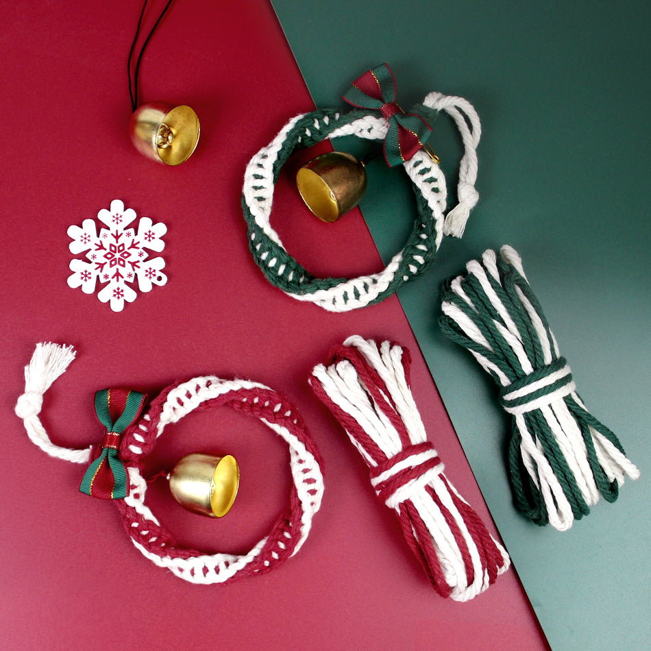 Mini Christmas Wreath Weaving Kit Macrame Kit | Car/Home Use | Holiday DIY Gift | Beginner-Suitable | Multi-Scene Decor