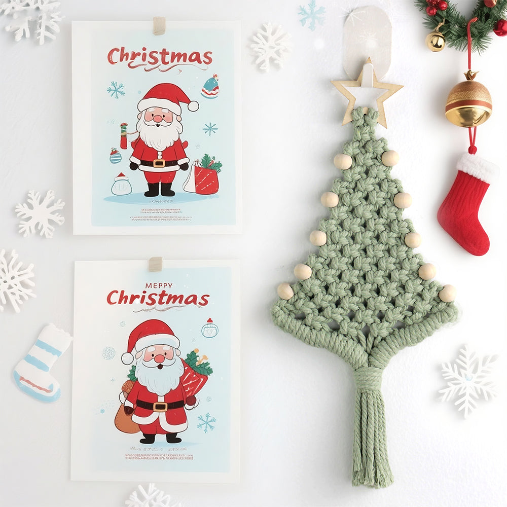 Macrame Kit Christmas Tree Combo Weaving Kit | 3 Tutorials | Xmas Ornament/Car Charm | Beginner Weaving | Handmade Gift