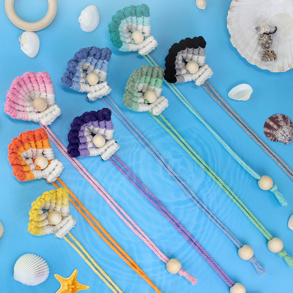Macrame Kit Shell Bookmark Weaving Kit | 3D Gradient | Bag Charm/Curtain Tie | Beginner Weaving | Home Decor
