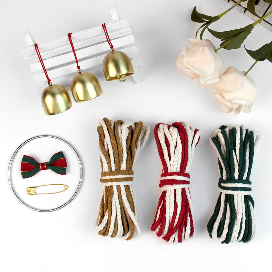 Mini Christmas Wreath Weaving Kit Macrame Kit | Car/Home Use | Holiday DIY Gift | Beginner-Suitable | Multi-Scene Decor