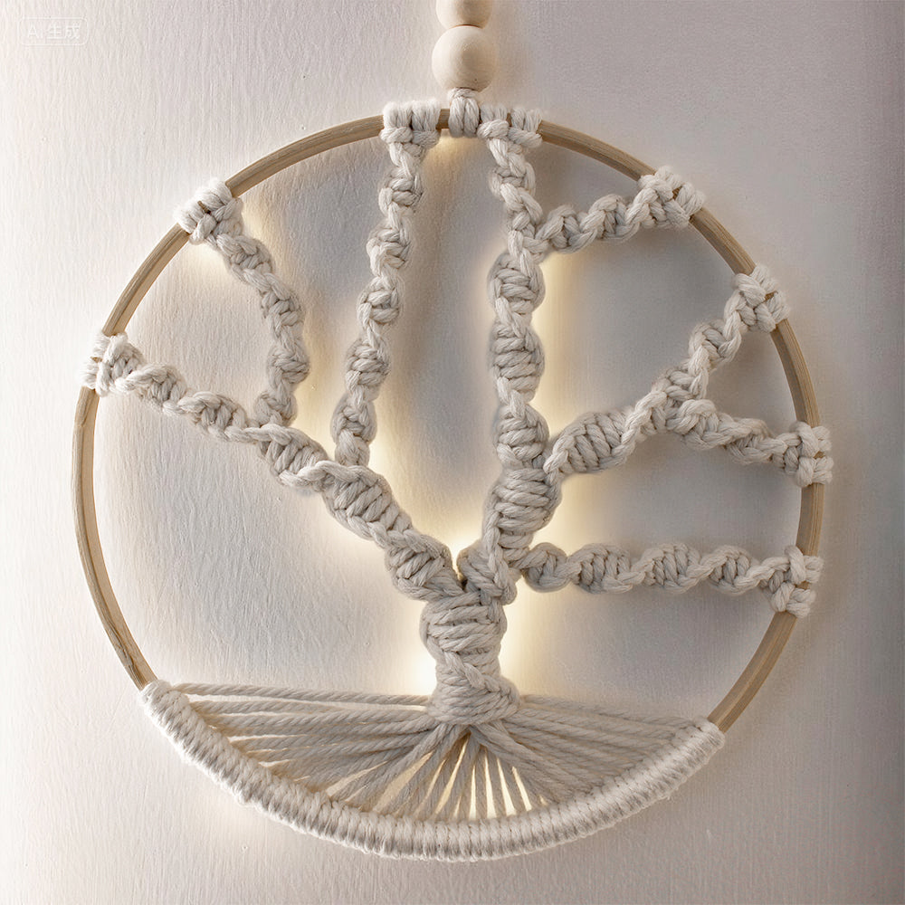 Macrame Kit Tree of Life Ring Weaving Kit | Bohemian Hanging Ring | Solid/Multi-Color | Wall Decor | Beginner Weaving | Handmade Gift