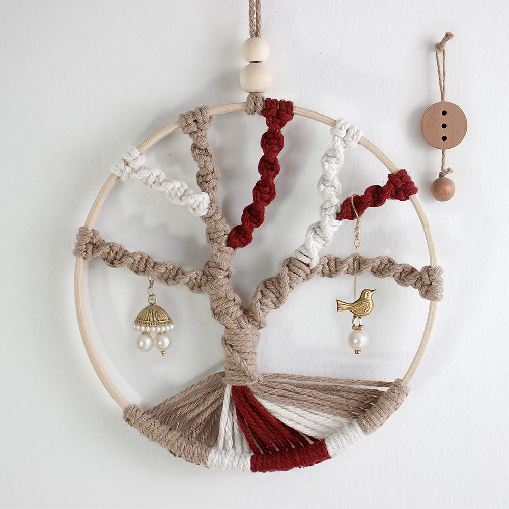 Macrame Kit Tree of Life Ring Weaving Kit | Bohemian Hanging Ring | Solid/Multi-Color | Wall Decor | Beginner Weaving | Handmade Gift