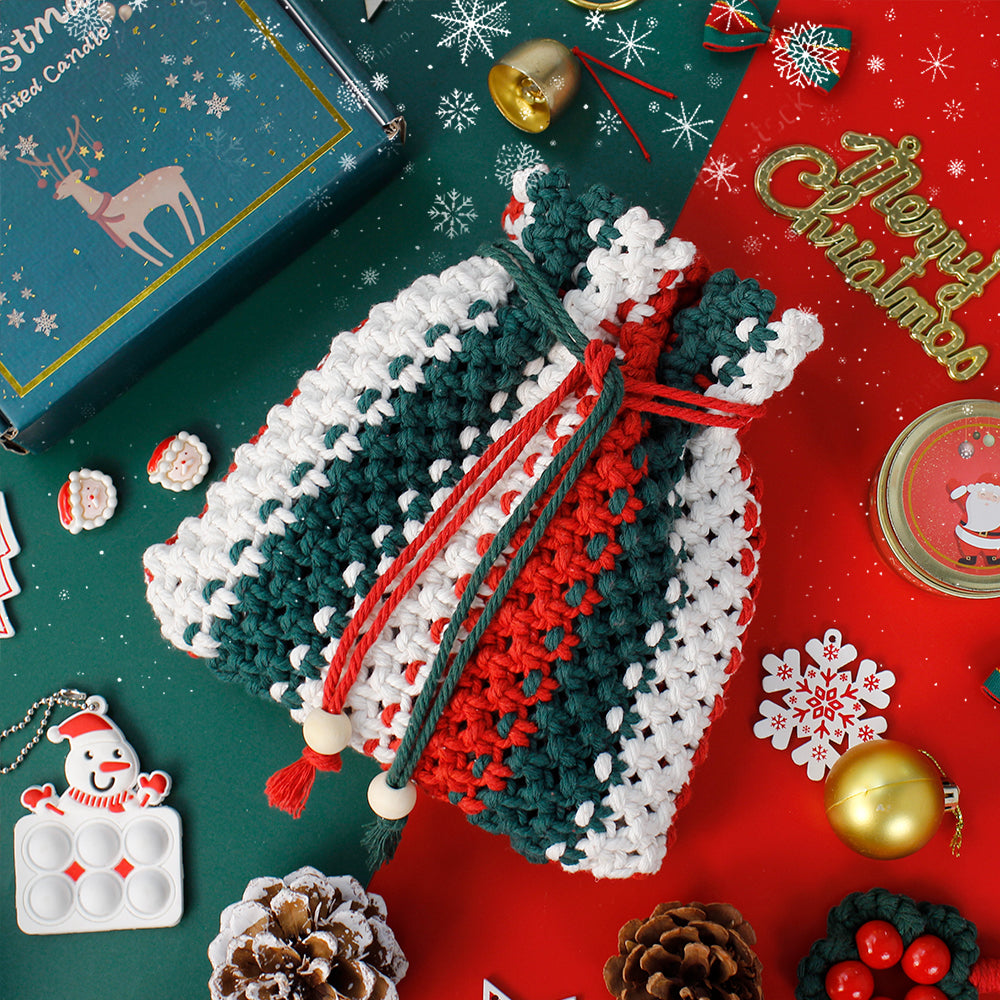 Christmas 4-Strand Braid Keychain Kit Macrame Kit | Phone Charm/Wristband | English Tutorial | Beginner-Friendly | Handmade Gift