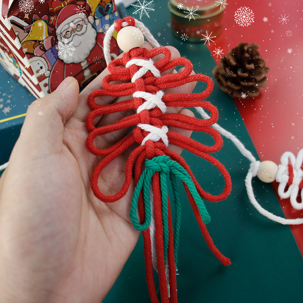 Macrame Kit Christmas Tassel Tree Banner DIY Set - Beginner-Friendly, Layered Coil Design, Home Living Room/Christmas Tree Decoration, Holiday Handmade Gift, Christmas Banner Decoration