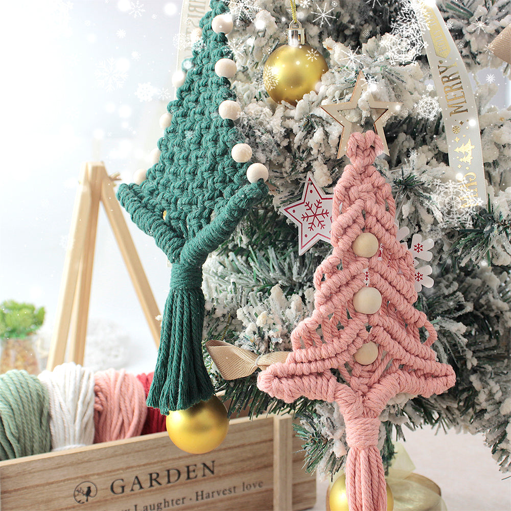 Macrame Kit Christmas Tree Combo Weaving Kit | 3 Tutorials | Xmas Ornament/Car Charm | Beginner Weaving | Handmade Gift
