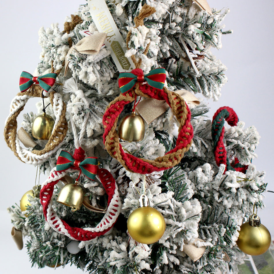 Mini Christmas Wreath Weaving Kit Macrame Kit | Car/Home Use | Holiday DIY Gift | Beginner-Suitable | Multi-Scene Decor