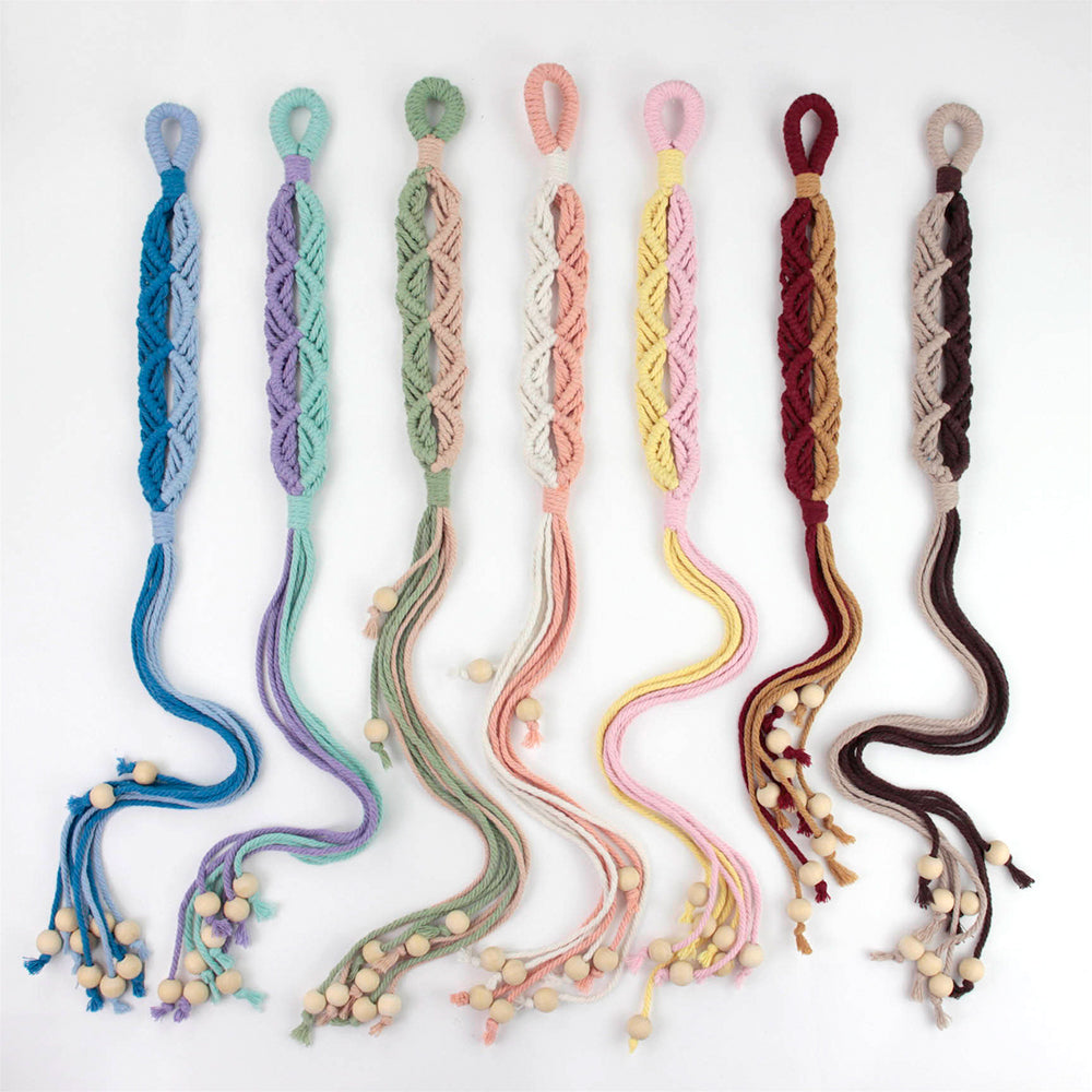 Macrame Kit Beaded Curtain Tieback Weaving Kit | Contrast Color Design | Wooden Bead Curtain Tieback | Curtain Organizer | Beginner Weaving