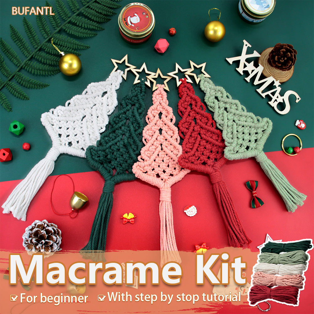 Christmas Tree Weaving Kit Macrame Kit | Tassel Trunk | Car/Home Pendant | Holiday DIY Gift | Beginner-Suitable