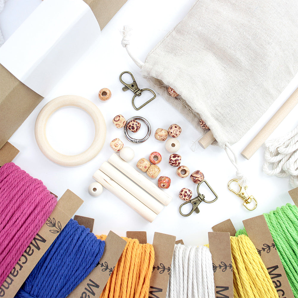 Mixed Weaving Kit Macrame Kit | Keychain/Decor Items | Premium Gift Box | Beginner-Friendly| 11 English Tutorials | Handmade Gift