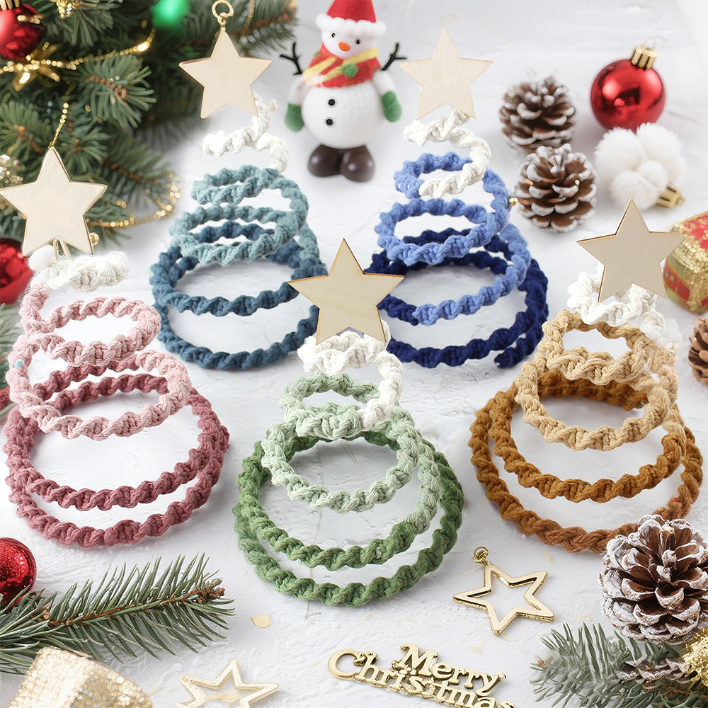 Gradient Half-Knot Christmas Tree Weaving Kit Macrame Kit | Polyester Rope | Holiday DIY Gift | Home Decor | Beginner-Suitable | Tabletop Decor
